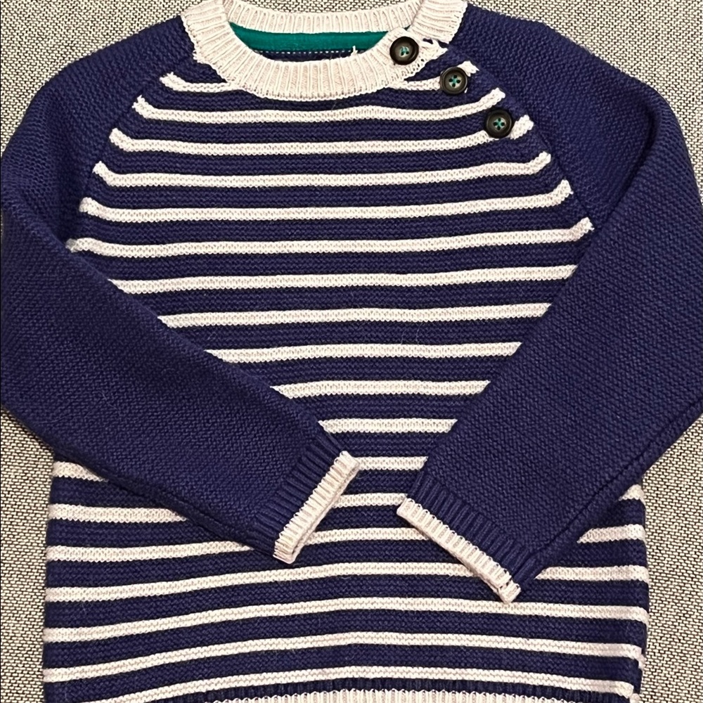 Baby Boden striped sweater, blue/cream, NWT, size 2-3 years